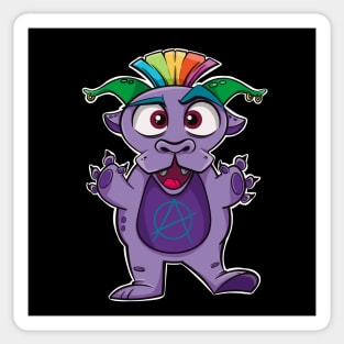 Punk Rock Dragon Rainbow Hair Monster Sticker